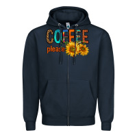 Navy coffee please western doodle letters Zipper Hoodie - FaDigitalArtStudio