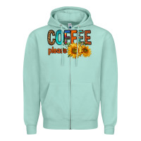 Seafoam coffee please western doodle letters Zipper Hoodie - FaDigitalArtStudio