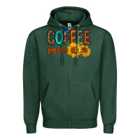 Sports Green coffee please western doodle letters Zipper Hoodie - FaDigitalArtStudio