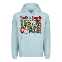 Blue Mist Santa's Favorite Tennis Coach For Christmas Premium Hoodie - FaDigitalArtStudio