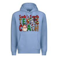 Colony Blue Santa's Favorite Tennis Coach For Christmas Premium Hoodie - FaDigitalArtStudio