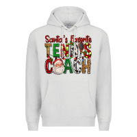 Dove Grey Santa's Favorite Tennis Coach For Christmas Premium Hoodie - FaDigitalArtStudio