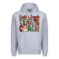 Heather Grey Santa's Favorite Tennis Coach For Christmas Premium Hoodie - FaDigitalArtStudio