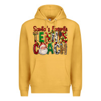 Mustard Santa's Favorite Tennis Coach For Christmas Premium Hoodie - FaDigitalArtStudio