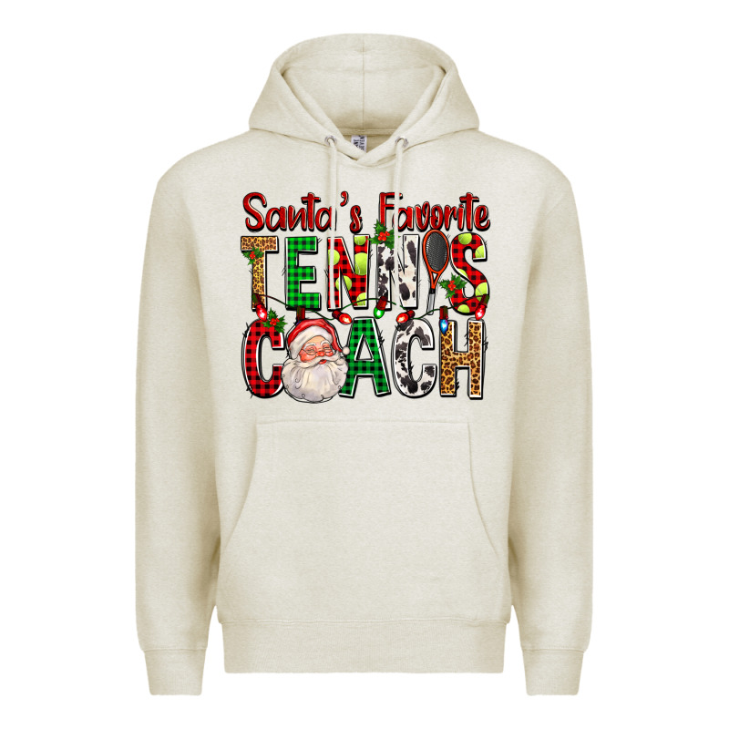 Santa's Favorite Tennis Coach For Christmas Premium Hoodie by FaDigitalArtStudio | Teevron