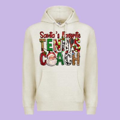 Santa's Favorite Tennis Coach For Christmas Premium Hoodie Designed By Fadigitalartstudio