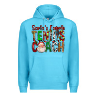 Ocean Blue Santa's Favorite Tennis Coach For Christmas Premium Hoodie - FaDigitalArtStudio