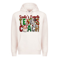 Pale Pink Santa's Favorite Tennis Coach For Christmas Premium Hoodie - FaDigitalArtStudio