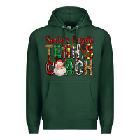 Sports Green Santa's Favorite Tennis Coach For Christmas Premium Hoodie - FaDigitalArtStudio