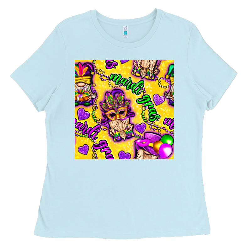 Mardi Gras Gnomies Seamless Pattern Ladies Tee by BundleAndBundleShop | Teevron