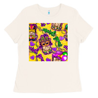 Bone Mardi gras gnomies seamless pattern Ladies Tee - BundleAndBundleShop