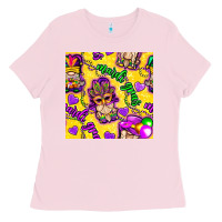 Bubblegum Pink Mardi gras gnomies seamless pattern Ladies Tee - BundleAndBundleShop