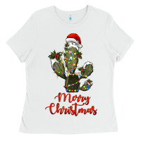 White merry christmas cactus Ladies Tee - RanaPortraitStore