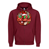 Burgundy Merry christmas Zipper Hoodie - FaDigitalArtStudio
