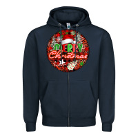 Navy Merry christmas Zipper Hoodie - FaDigitalArtStudio