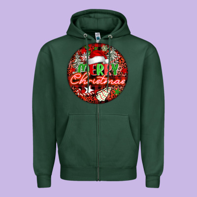 Merry Christmas Zipper Hoodie Designed By Fadigitalartstudio
