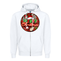 White Merry christmas Zipper Hoodie - FaDigitalArtStudio