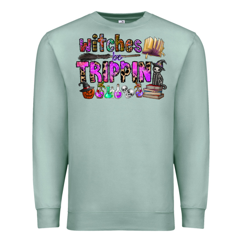 Witches Be Trippin Premium Sweatshirt by CowhideDigitalArt | Teevron