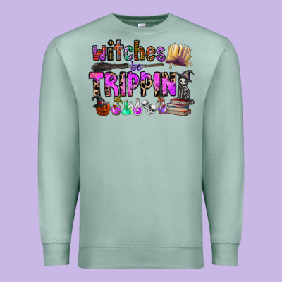 Witches Be Trippin Premium Sweatshirt Designed By Cowhidedigitalart