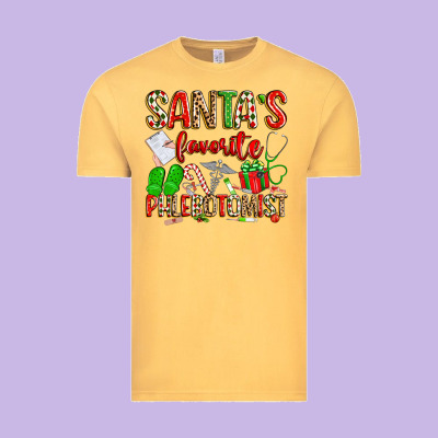 Santa's Favorite Phlebotomist Vintage Tee Designed By Texasbilliewilder