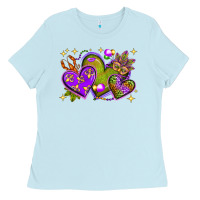 Baby Blue Mardi Gras Hearts Ladies Tee - BundleAndBundleShop