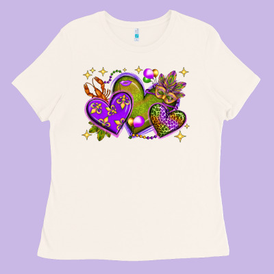 Mardi Gras Hearts Ladies Tee Designed By Bundleandbundleshop