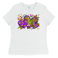 White Mardi Gras Hearts Ladies Tee - BundleAndBundleShop