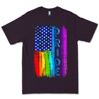 Plum Pride LGBTQ+ American Flag Premium Tee - BundleAndBundleShop