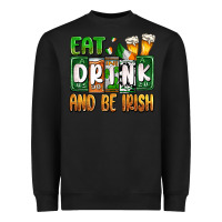 Black St. Patrick's Eat drink and be Irish Heavyweight Sweatshirt - OliviaCreatesArt