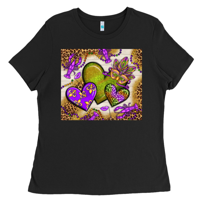Mardi Gras Hearts Tumbler Bbs Ladies Tee by BundleAndBundleShop | Teevron