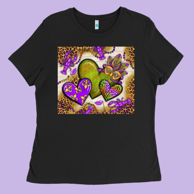 Mardi Gras Hearts Tumbler Bbs Ladies Tee Designed By Bundleandbundleshop
