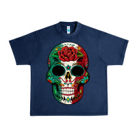 Navy Mexican Skull Urban Heavy Tee - texasbilliewilder