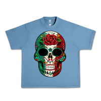Pebble Blue Mexican Skull Urban Heavy Tee - texasbilliewilder
