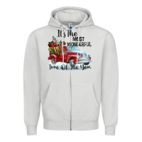 Dove Grey it's the most wonderful time of the year Zipper Hoodie - FaDigitalArtStudio