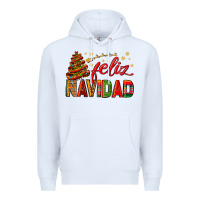 White Feliz Navidad With Sombrero Tree Premium Hoodie - BundleAndBundleShop