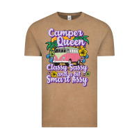 Vintage Coffee camp camping camper queen classy sassy and a bit smart assycamper camp Vintage Tee - linhVisuals