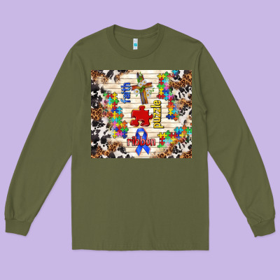 Faith Puzzle Ribbon Long Sleeve Tee Designed By Tumblerdesignbyshophia
