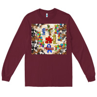 Burgundy faith puzzle ribbon Long Sleeve Tee - TumblerDesignByShophia