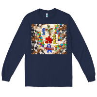 Navy faith puzzle ribbon Long Sleeve Tee - TumblerDesignByShophia