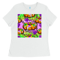 White Mardi Gras king cake seamless pattern Ladies Tee - BundleAndBundleShop
