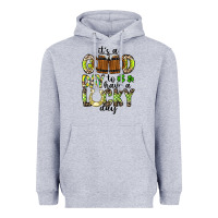 Heather Grey It's a Good Day To Have a Lucky Day Heavyweight Hoodie - CowhideDigitalArt