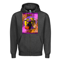 Charcoal Heather witchy cat Zipper Hoodie - BundleAndBundleShop