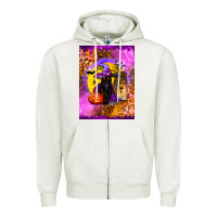 Oatmeal Heather witchy cat Zipper Hoodie - BundleAndBundleShop