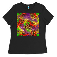 Black Mardi Gras Lobster Seamless Pattern Ladies Tee - BundleAndBundleShop