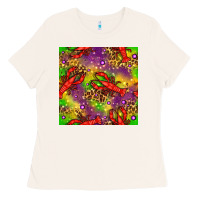 Bone Mardi Gras Lobster Seamless Pattern Ladies Tee - BundleAndBundleShop