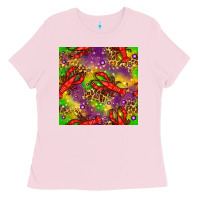 Bubblegum Pink Mardi Gras Lobster Seamless Pattern Ladies Tee - BundleAndBundleShop