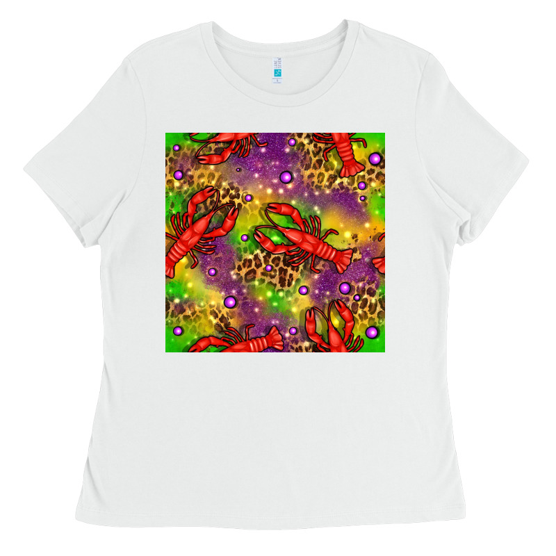 Mardi Gras Lobster Seamless Pattern Ladies Tee by BundleAndBundleShop | Teevron