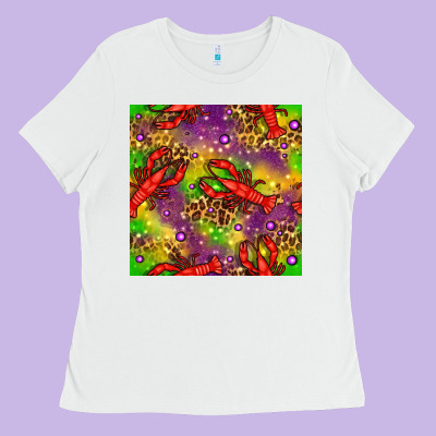 Mardi Gras Lobster Seamless Pattern Ladies Tee Designed By Bundleandbundleshop