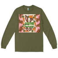 Army Green easter bunny with carrots Long Sleeve Tee - TumblerDesignByShophia