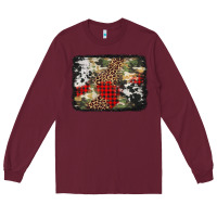 Burgundy army cowhide leopard Christmas Long Sleeve Tee - Jasminsmagicworld
